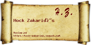 Hock Zakariás névjegykártya